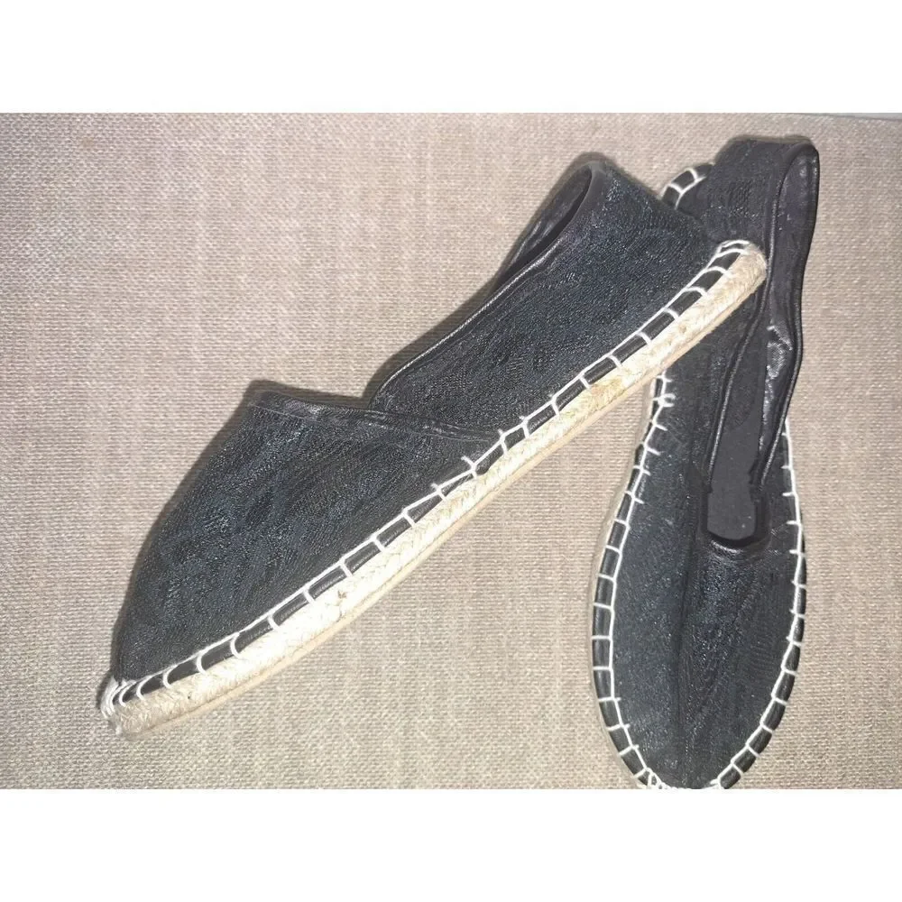 Steve Madden Flats Espadrille Black Lace Style Romyy Size 8‎